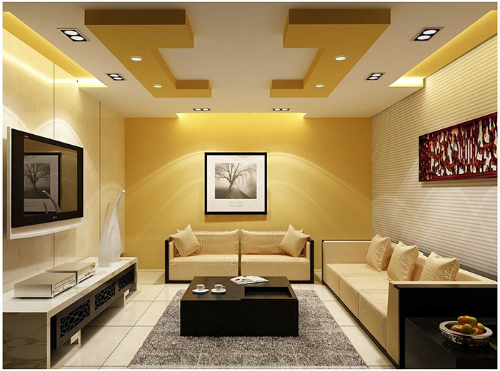 Cách phối màu trong thiết kế trần thạch cao phòng khách hợp phong thủy