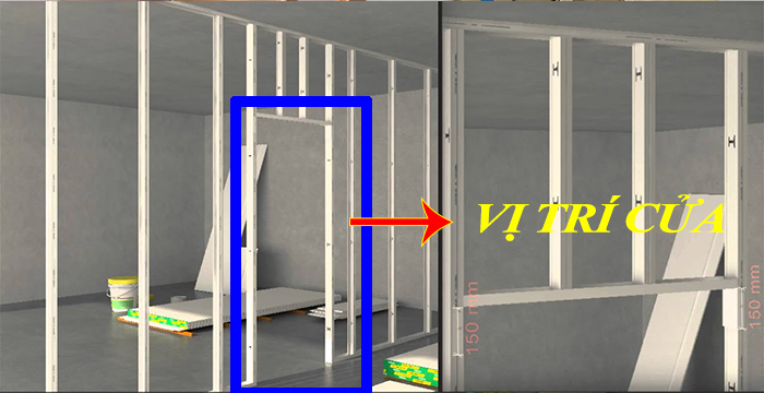 Vị trí mở của vách thạch cao