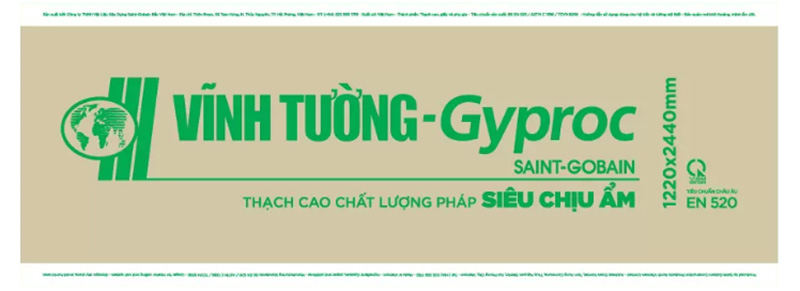 Mặt lưng tấm thạch cao chống ẩm Gyproc Vĩnh Tường