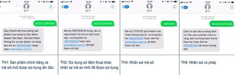 Tin Nhắn Kết Quả Trả Về Từ Tổng đài Sơn Dulux